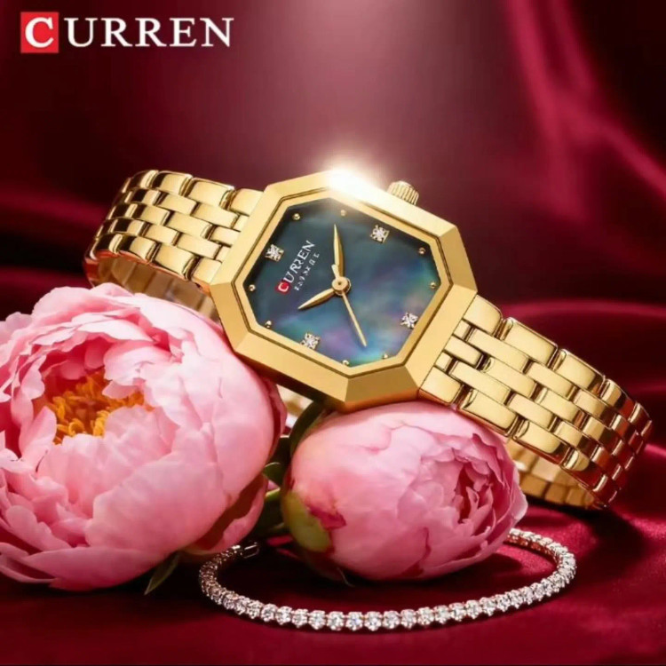 ساعت مچی زنانه کارن مدل CURREN 9108 اورجینال بند استیل ضدآب