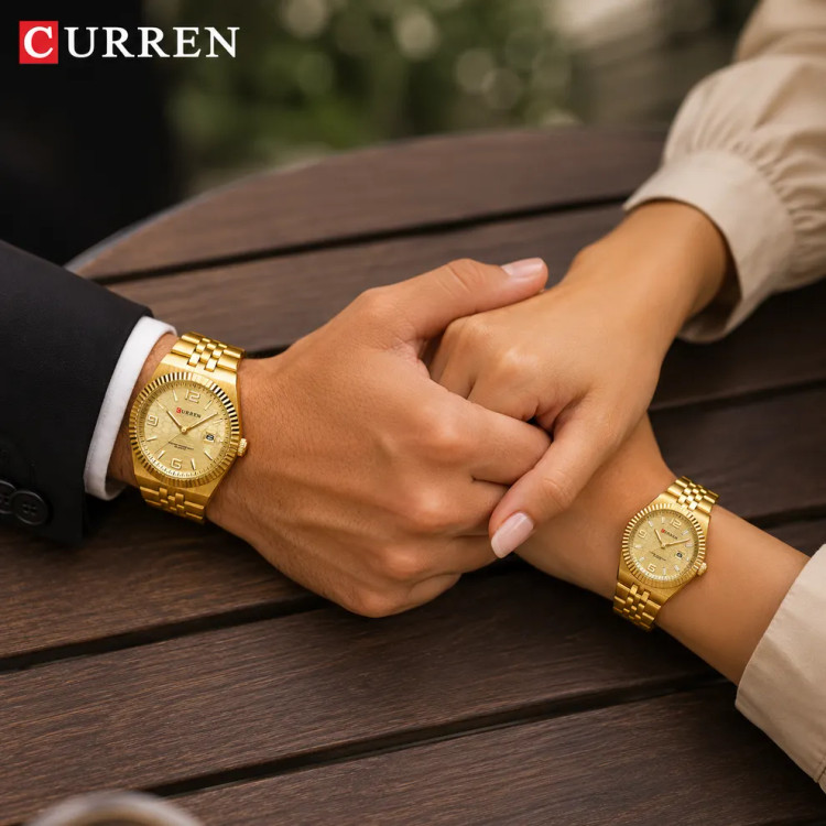 ساعت مچی ست مردانه و زنانه کارن مدل CURREN 8498 اورجینال بند استیل ضدآب